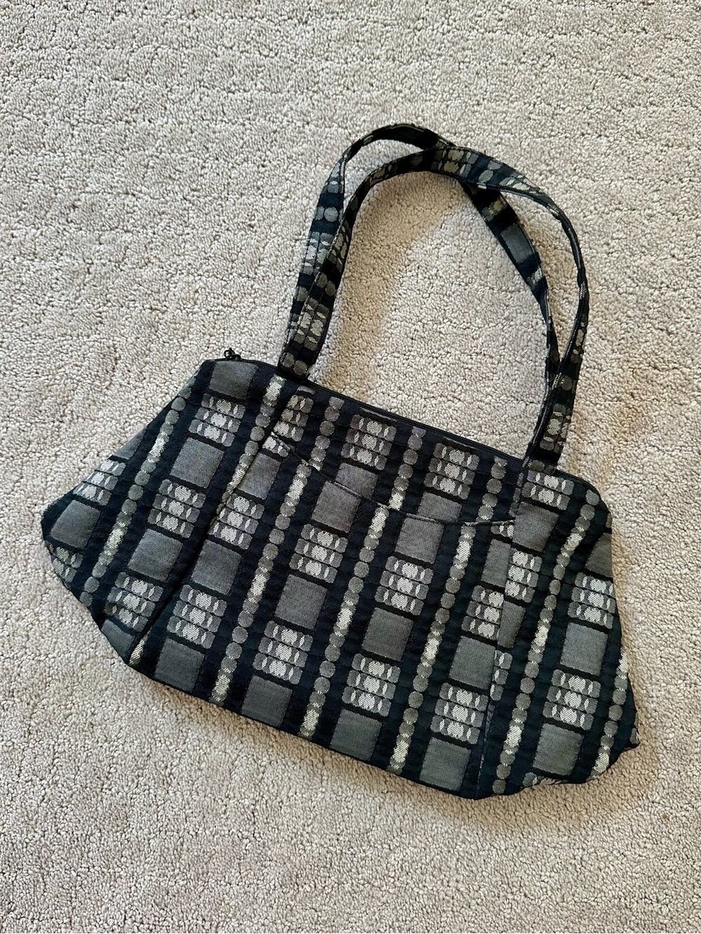 Maruca Stylish Black & Gray Patterned Women’s Tote Bag with Matching Coin Purse